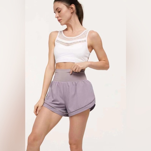 NWT J.ING Activewear Violet Purple Double Layer Running Exercise Shorts - Picture 1 of 4